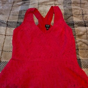 Nicole by Nicole Miller Vibrant Red Lace Blouse